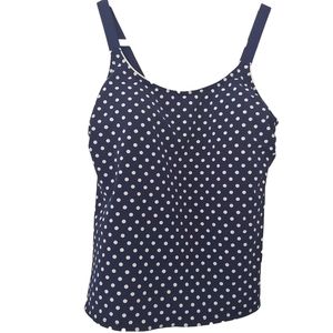 Lands End Navy White Polka Dot Tankini Top Size 12D